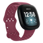 fb.r53.6 Main Wine Red StrapsCo Perforated Silicone Rubber Infinity Watch Band Strap for Fitbit Versa 3 Fitbit Sense