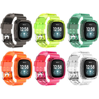 fb.r54 All Color StrapsCo Silicone Rubber Watch Band Strap with Protective Case for Fitbit Versa 3 Fitbit Sense