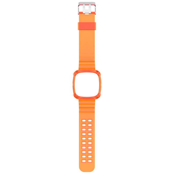 fb.r54.12 Up Orange StrapsCo Silicone Rubber Watch Band Strap with Protective Case for Fitbit Versa 3 Fitbit Sense