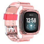 fb.r54.13 Main Pink StrapsCo Silicone Rubber Watch Band Strap with Protective Case for Fitbit Versa 3 & Fitbit Sense
