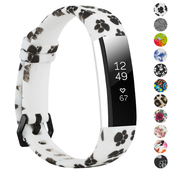 fb.r55.b Gallery Paw Prints StrapsCo Patterned Silicone Rubber Watch Band Strap for Fitbit Alta & Alta HR new