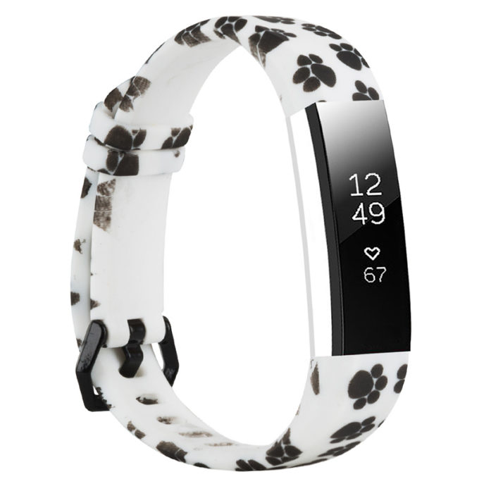 fb.r55.b Main Paw Prints StrapsCo Patterned Silicone Rubber Watch Band Strap for Fitbit Alta Alta HR