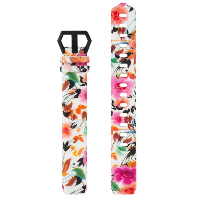 fb.r55.c Up White Floral StrapsCo Patterned Silicone Rubber Watch Band Strap for Fitbit Alta Alta HR