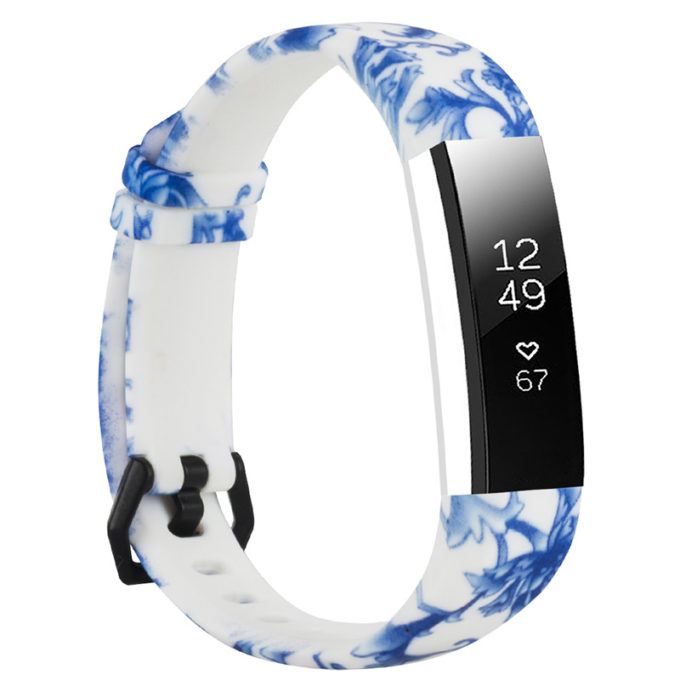 fb.r55.f Main Blue Vines StrapsCo Patterned Silicone Rubber Watch Band Strap for Fitbit Alta Alta HR