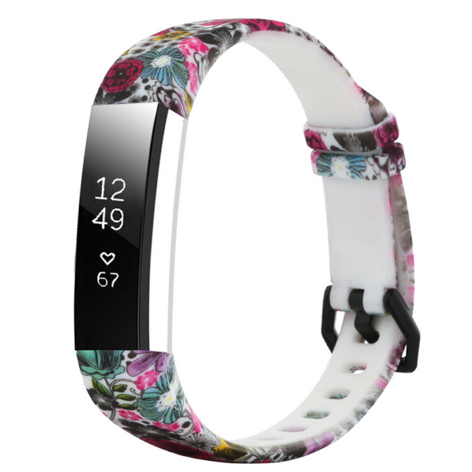 fb.r55.j Main Wild Flowers StrapsCo Patterned Silicone Rubber Watch Band Strap for Fitbit Alta Alta HR