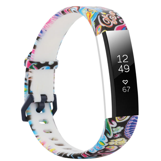 fb.r55.k Main Psychedelic StrapsCo Patterned Silicone Rubber Watch Band Strap for Fitbit Alta Alta HR