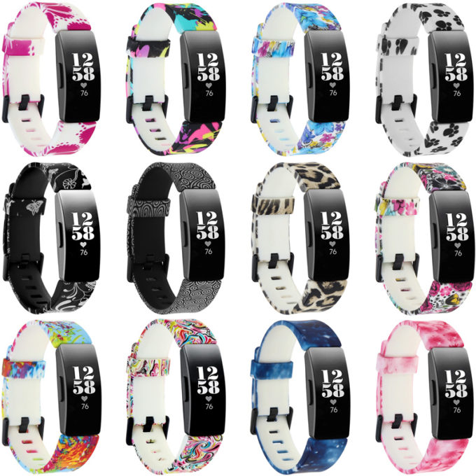 fb.r56 All Color StrapsCo Patterned Silicone Rubber Watch Band Strap for Fitbit Inspire Insipre HR