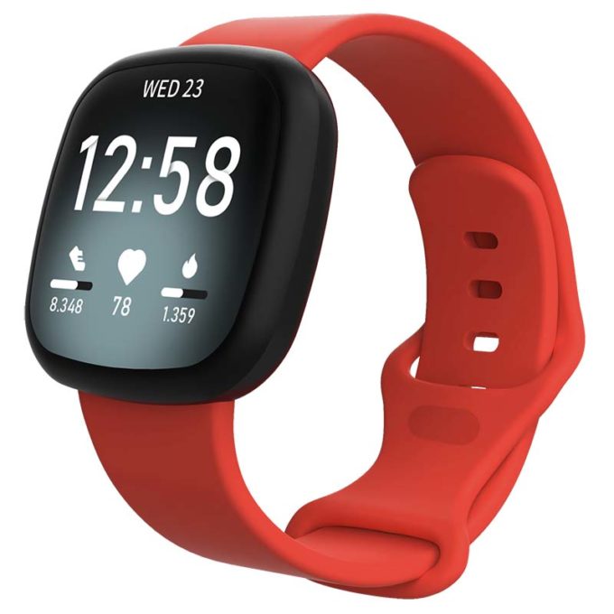 Fb.r59.6 Main Red StrapsCo Silicone Rubber Infinity Watch Band Strap For Fitbit Versa 3 & Fitbit Sense