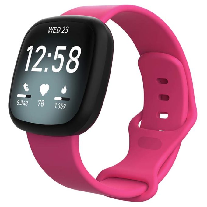 Para Fitbit Versa 3 correa de reloj de silicona transpirable perforada de  dos colores (rosa +