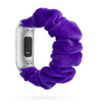 fb.w2.18 Main Purple StrapsCo Fuzzy Elastic Scrunchie Watch Band Strap for Fitbit Charge 4 Charge 3