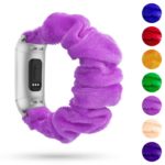 fb.w2.18a Gallery Light Purple StrapsCo Fuzzy Elastic Scrunchie Watch Band Strap for Fitbit Charge 4 Charge 3