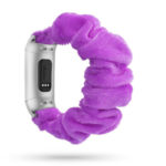 fb.w2.18a Main Light Purple StrapsCo Fuzzy Elastic Scrunchie Watch Band Strap for Fitbit Charge 4 Charge 3