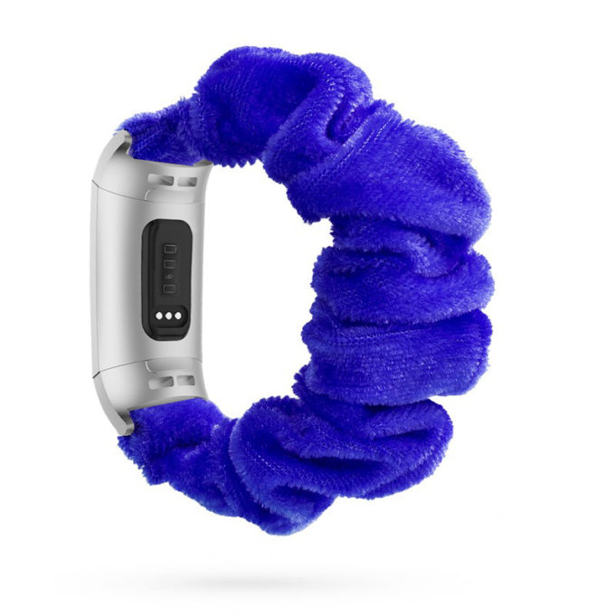 fb.w2.5 Main Blue StrapsCo Fuzzy Elastic Scrunchie Watch Band Strap for Fitbit Charge 4 Charge 3