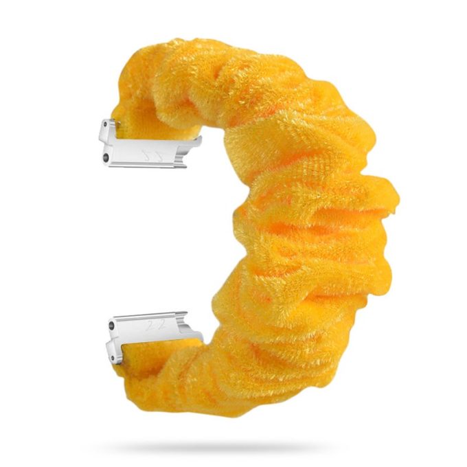 fb.w5.10 Main Yellow StrapsCo Fuzzy Nylon Elastic Scrunchie Watch Band Strap for Fitbit Versa 3 Versa 2