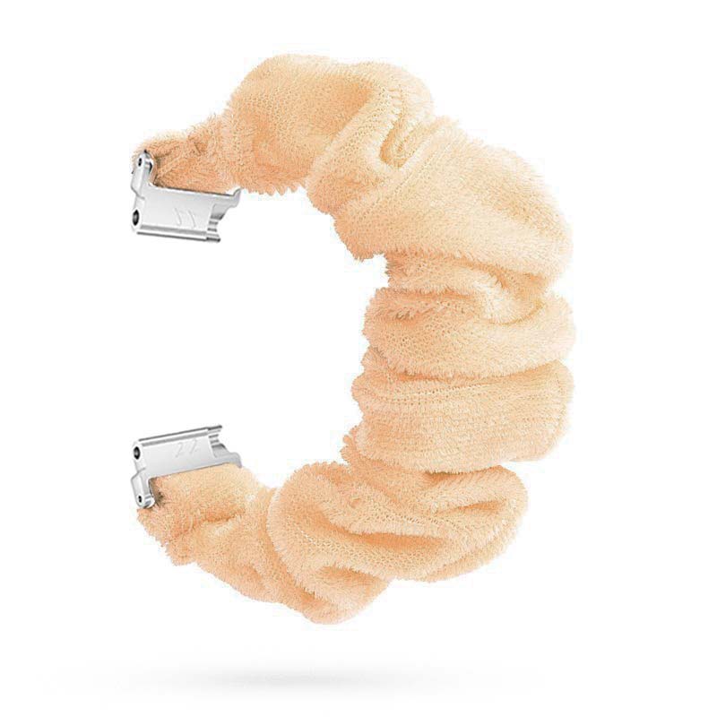 Fb.w5.17 Main Beige StrapsCo Fuzzy Nylon Elastic Scrunchie Watch Strap For Fitbit Versa 3 & Versa 2