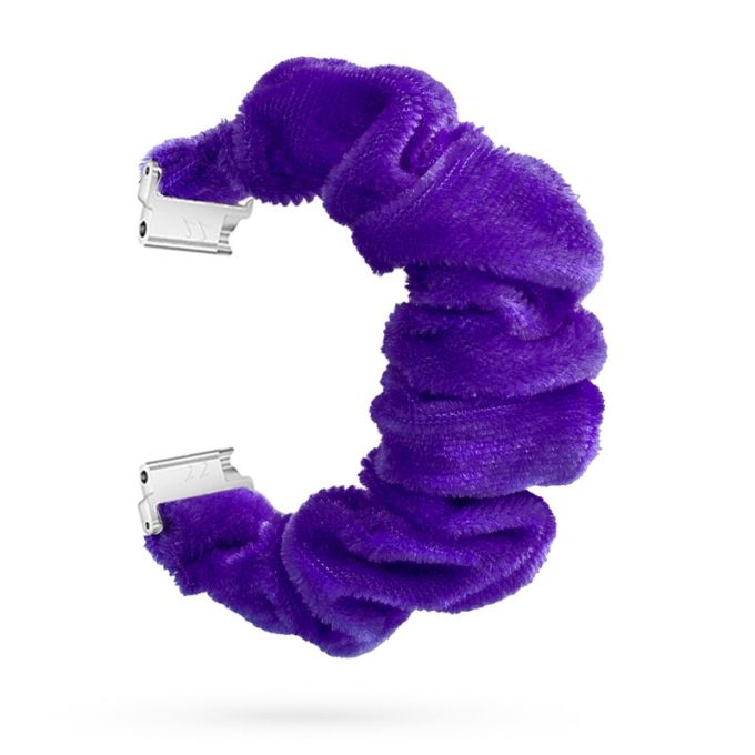 fb.w5.18 Main Purple StrapsCo Fuzzy Nylon Elastic Scrunchie Band for Fitbit Versa