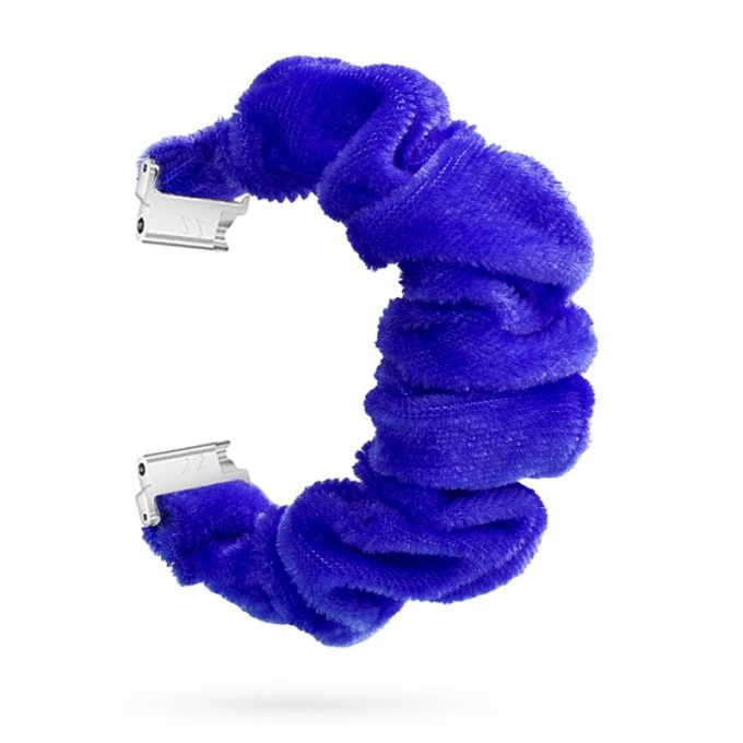 fb.w5.5 Main Blue StrapsCo Fuzzy Nylon Elastic Scrunchie Watch Band Strap for Fitbit Versa 3 Versa 2
