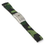 R.rx7.11.bs Angle Green Camo (Brushed Silver Clasp) StrapsCo Fitted Camo Rubber Watch Band Strap