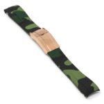 R.rx7.11.rg Angle Green Camo (Rose Gold Clasp) StrapsCo Fitted Camo Rubber Watch Band Strap