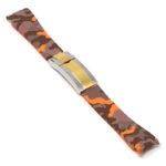 R.rx7.12.ss.yg Angle Orange Camo (Silver & Yellow Gold Clasp) StrapsCo Fitted Camo Rubber Watch Band Strap