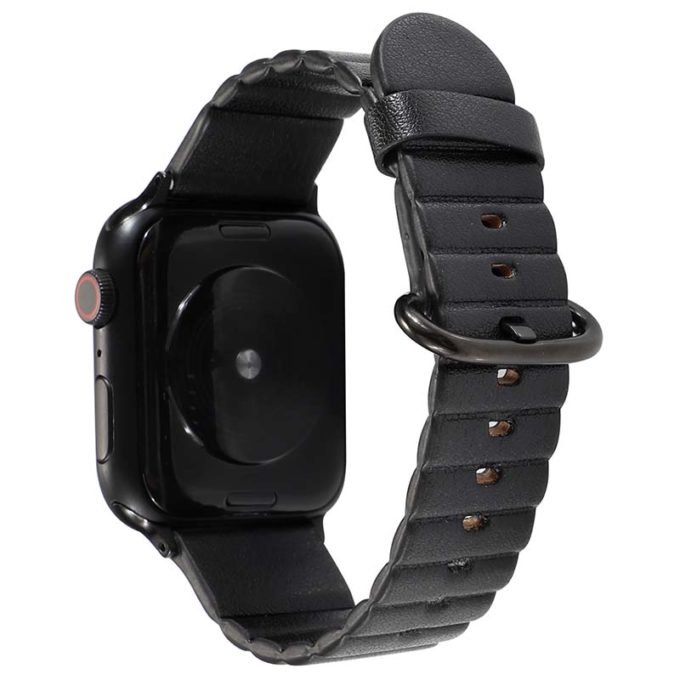 a.l13.1 Back Black StrapsCo Genuine Leather Link Band Strap for Apple Watch 38mm 40mm 42mm 44mm