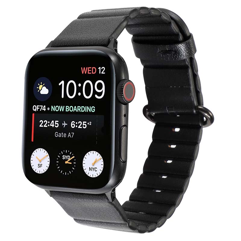 a.l13.1 Main Black StrapsCo Genuine Leather Link Band Strap for Apple Watch 38mm 40mm 42mm 44mm
