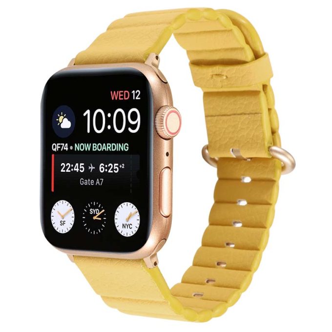 a.l13.10 Main Yellow StrapsCo Genuine Leather Link Band Strap for Apple Watch 38mm 40mm 42mm 44mm