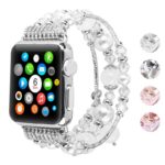 a.m41.ss .22 Gallery Silver White StrapsCo Crystal Bead Bracelet Band Strap w Rhinestones for Apple Watch 38mm 40mm