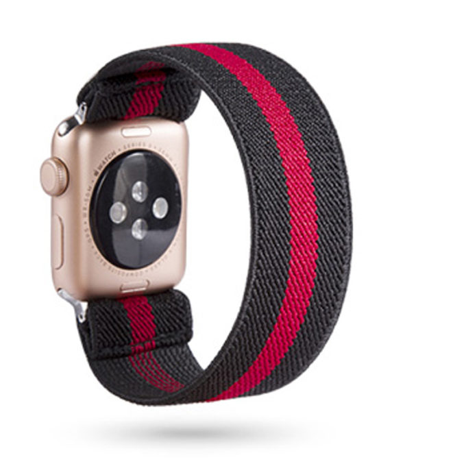 a.ny5 .106 Main Black Red StrapsCo Nylon Elastic Band Strap for Apple Watch 38mm 40mm 42mm 44mm