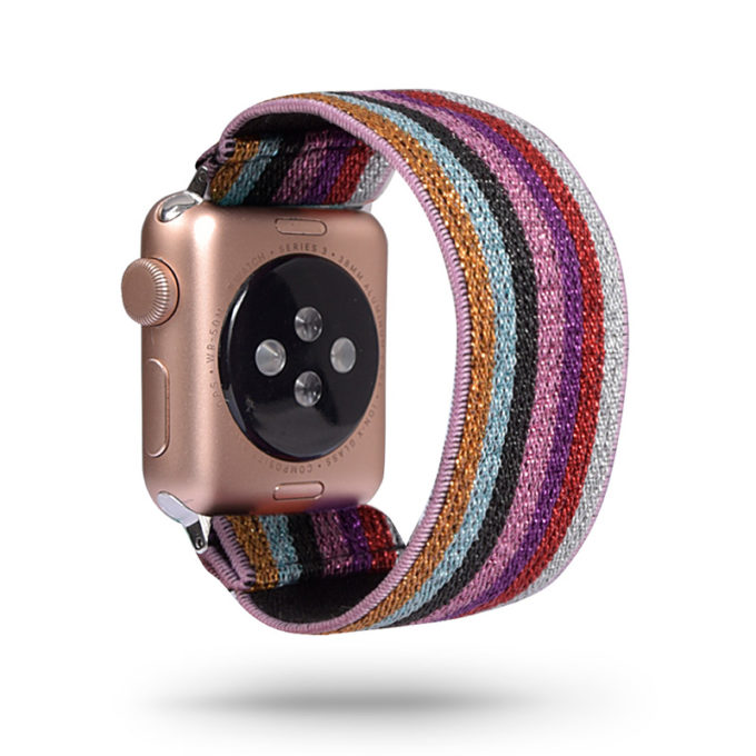 A.ny5.125 Main Rainbow Sparkles StrapsCo Nylon Elastic Band Strap For Apple Watch 38mm 40mm 42mm 44mm