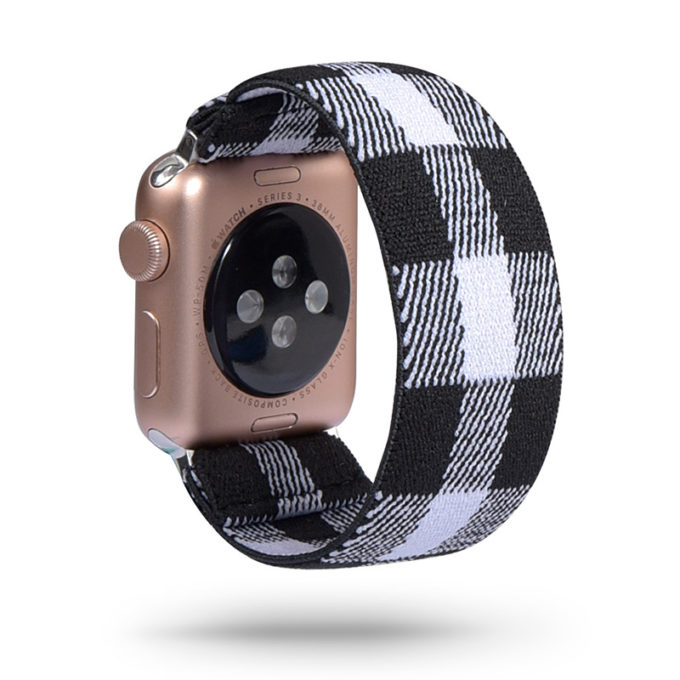 A.ny5.133 Main Black & White Plaid StrapsCo Nylon Elastic Band Strap For Apple Watch 38mm 40mm 42mm 44mm