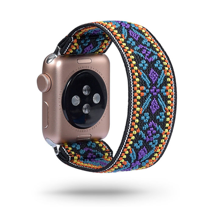 A.ny5.142 Purple Kaleidescope StrapsCo Nylon Elastic Band Strap For Apple Watch 38mm 40mm 42mm 44mm