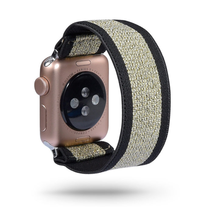 a.ny5 .145 Gold Sparkles Stripe StrapsCo Nylon Elastic Band Strap for Apple Watch 38mm 40mm 42mm 44mm