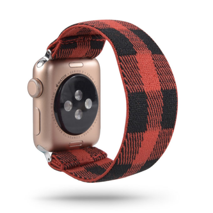 A.ny5.147 Main Red & Black Plaid StrapsCo Nylon Elastic Band Strap For Apple Watch 38mm 40mm 42mm 44mm