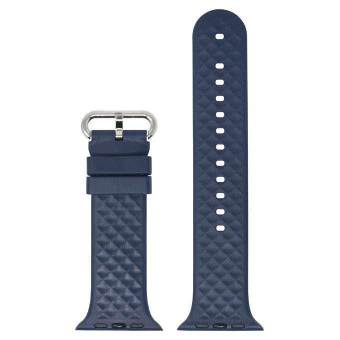 a.r17.5 Main Dark Blue StrapsCo Silicone Rubber Waffle Grooved Band Strap for Apple Watch 38mm 40mm 42mm 44mm