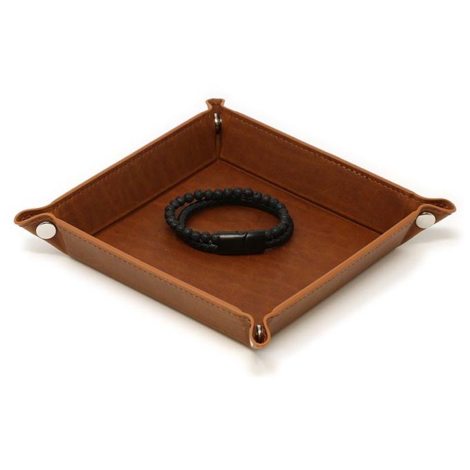 Lava Stone & Bolo Leather Bracelet in Valet Tray