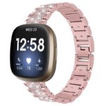 Fb.m127.pg Main Pink Gold StrapsCo Stainless Steel Metal Bracelet Watch Band With Rhinestones For Fitbit Versa 3 & Fitbit Sense