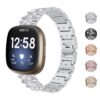 Fb.m127.ss Gallery Silver StrapsCo Stainless Steel Metal Bracelet Watch Band With Rhinestones For Fitbit Versa 3 & Fitbit Sense