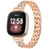 fb.m128.rg Main Rose Gold StrapsCo Chain Link Alloy Bracelet Watch Strap with Rhinestones for Fitbit Sense Fitbit Versa