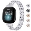 fb.m128.ss Gallery Silver StrapsCo Chain Link Metal Alloy Bracelet Watch Strap with Rhinestones for Fitbit Sense Fitbit Versa