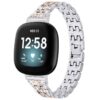 fb.m128.ss Main Silver Rose Gold StrapsCo Chain Link Alloy Bracelet Watch Strap with Rhinestones for Fitbit Sense Fitbit Versa