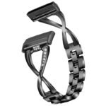 fb.m130.mb Alt Black StrapsCo Metal Alloy Jewellery Bracelet Watch Strap with Rhinestones for Fitbit Versa 3 Fitbit Sense
