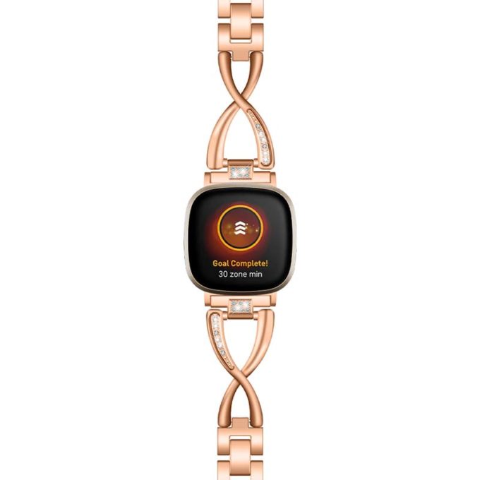 fb.m130.rg Up Rose Gold StrapsCo Metal Alloy Jewellery Bracelet Watch Strap with Rhinestones for Fitbit Versa 3 Fitbit Sense