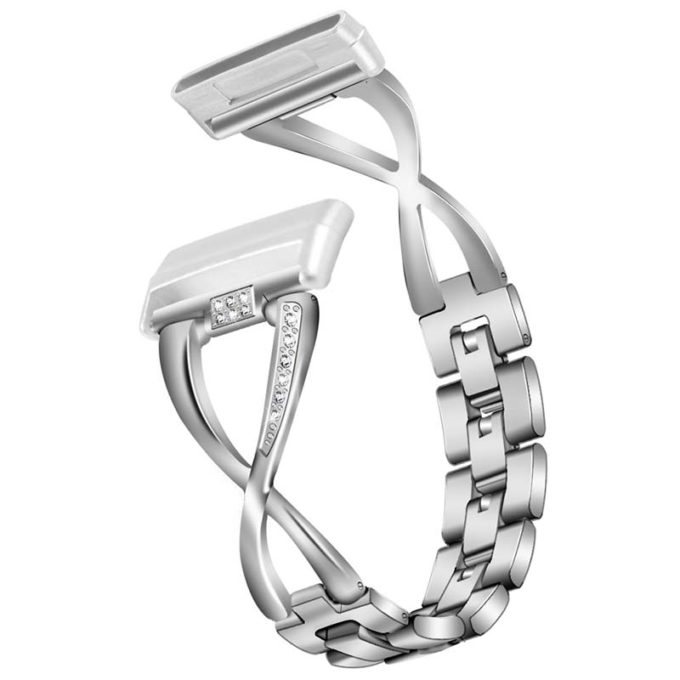 fb.m130.ss Alt Silver StrapsCo Metal Alloy Jewellery Bracelet Watch Strap with Rhinestones for Fitbit Versa 3 Fitbit Sense