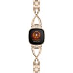 fb.m130.tg Up Retro Gold StrapsCo Metal Alloy Jewellery Bracelet Watch Strap with Rhinestones for Fitbit Versa 3 Sense
