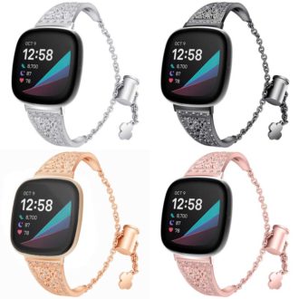 fb.m131 All Color StrapsCo Cuff Chain Womens Decorative Watch Bracelet with Rhinestones for Fitbit Versa 3 Fitbit Sense