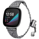 fb.m131.mb Main Black StrapsCo Cuff Chain Womens Watch Bracelet with Rhinestones for Fitbit Versa 3 Fitbit Sense