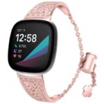 fb.m131.rg Main Rose Gold StrapsCo Cuff Chain Womens Watch Bracelet with Rhinestones for Fitbit Versa 3 Fitbit Sense