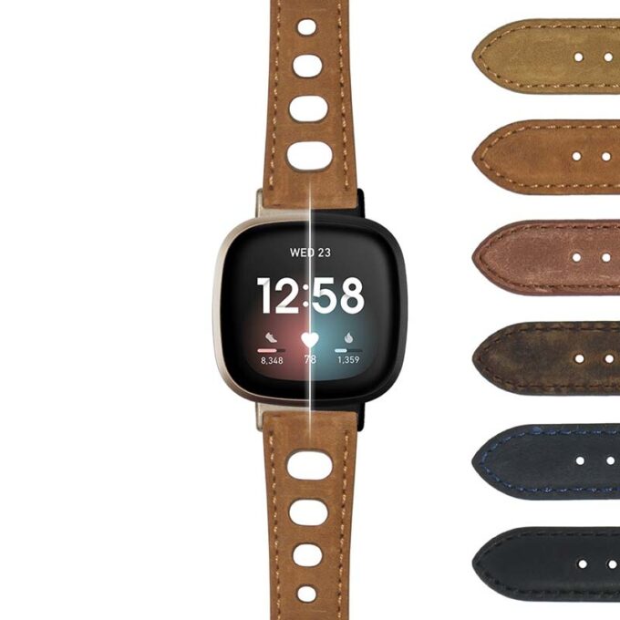 fb.sn .ra7 DASSARI Distressed Leather Rally Strap for Fitbit Sense