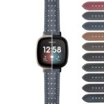 fb.sn .ra8 DASSARI Perforated Leather Racing Strap for Fitbit Sense